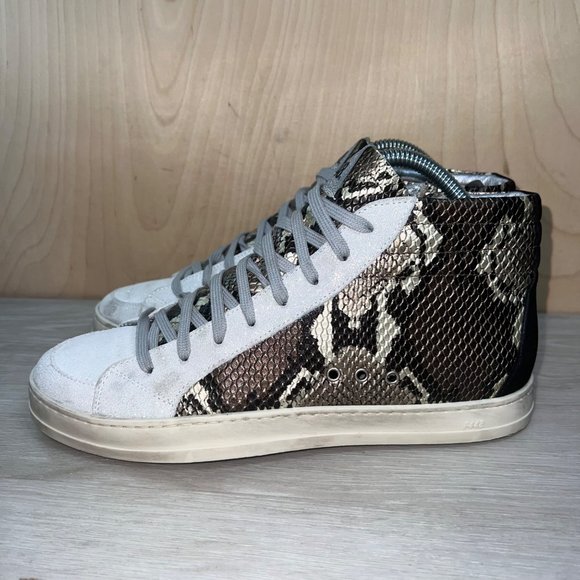 P448 Skate Snakeskin Print High Top Silver/Brown/Gold Women's 11.5-12 - Picture 1 of 10